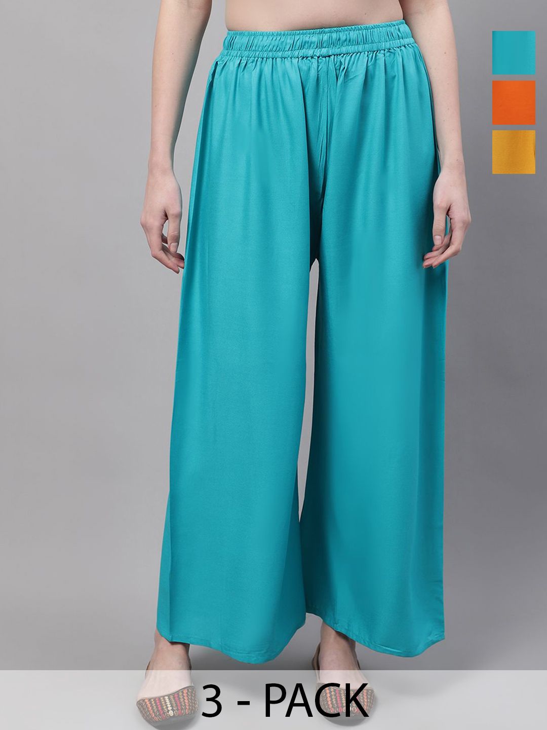 Valles365 by S.C. Women Pack Of 3 Flared Ethnic Palazzos