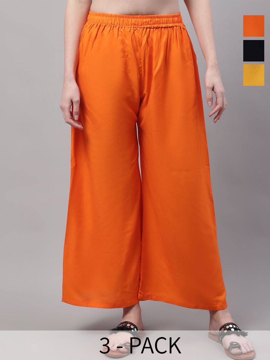 Valles365 by S.C. Women Pack Of 3 Flared Ethnic Palazzos