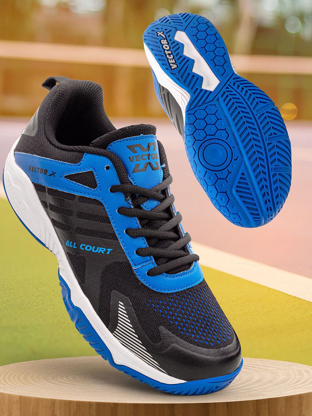 VECTOR X All Court TPU Fusing Knitted Upper Rubber Sole Indoor Outdoor Badminton Shoes