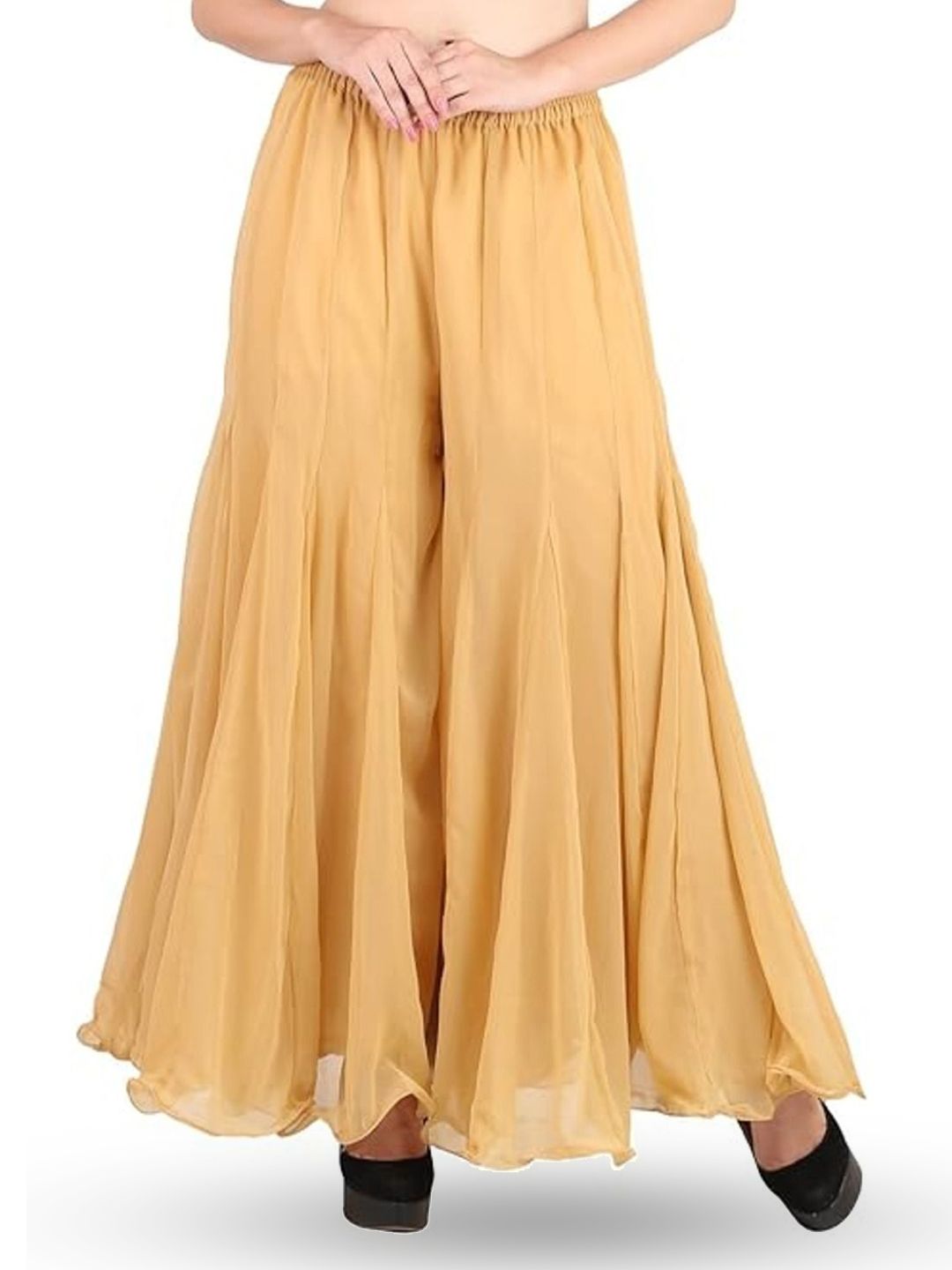 AFFLEON Women Flared Georgette Palazzos