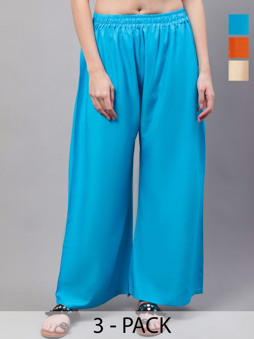 Valles365 by S.C. Pack Of 3 Flared Ethnic Palazzos
