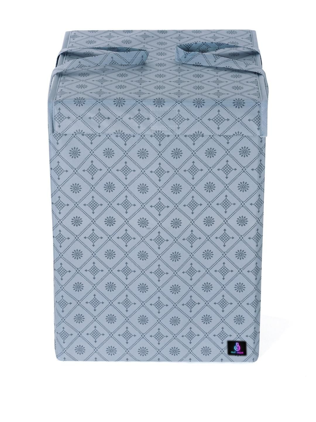 Craft Bazar Grey Printed Foldable Laundry Bag