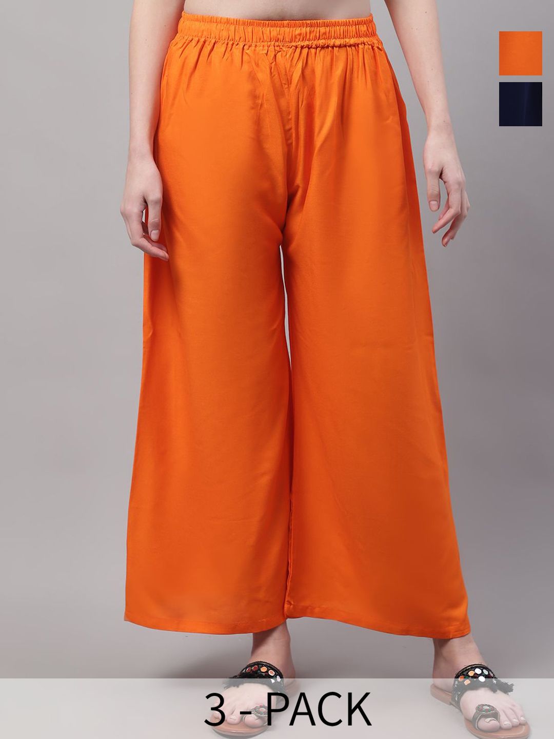 Valles365 by S.C. Women Pack Of 3 Wide Leg Ethnic Palazzos