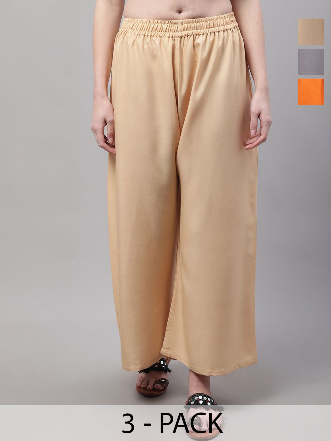 Valles365 by S.C. Women Pack Of 3 Flared Ethnic Palazzos