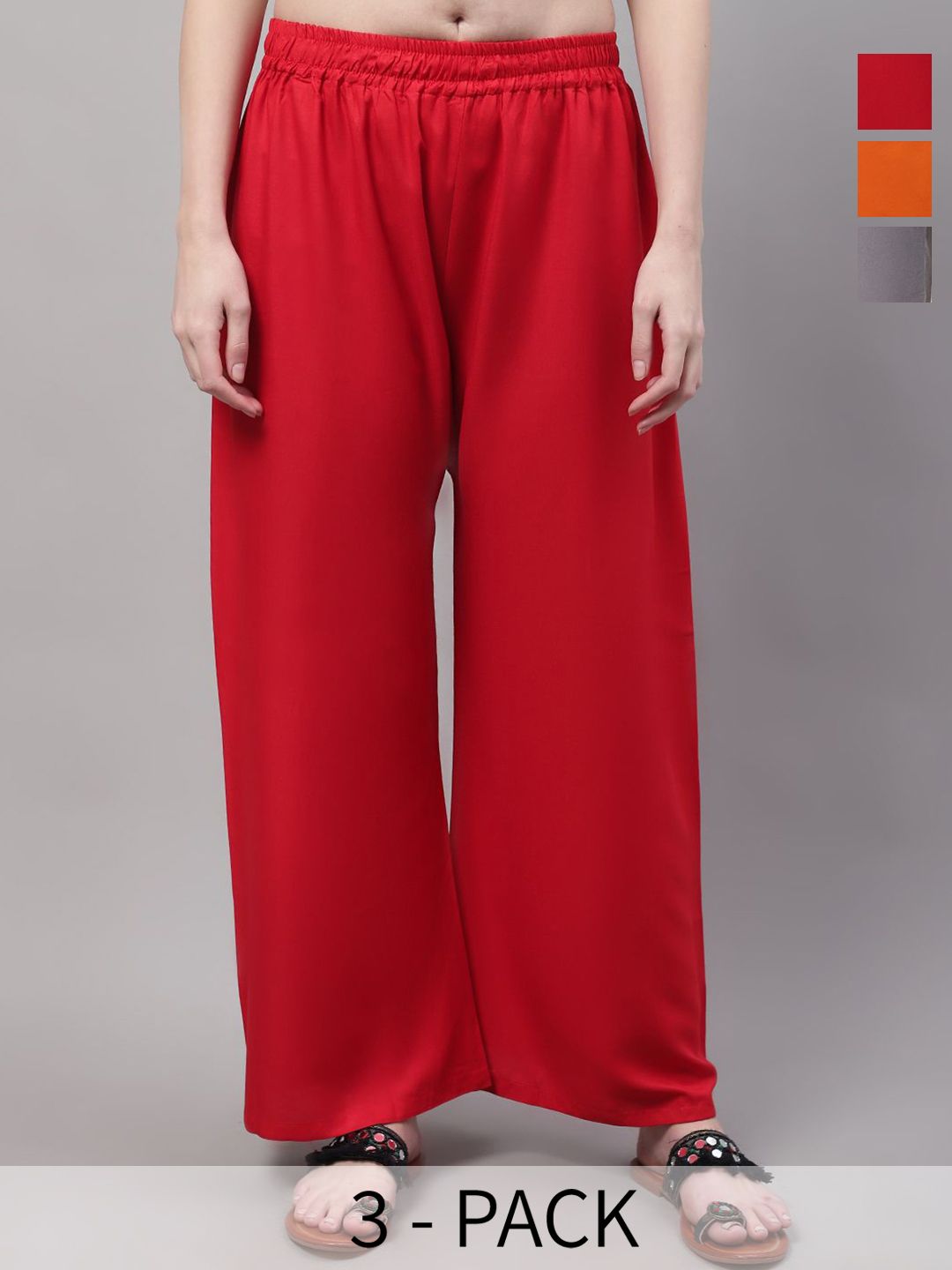 Valles365 by S.C. Women Pack Of 3 Solid Flared Ethnic Palazzos