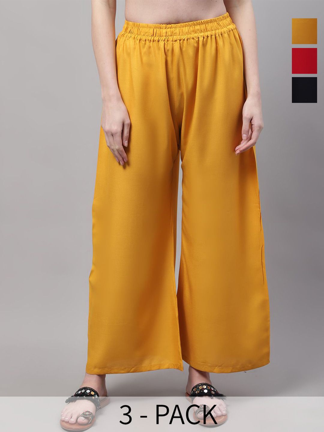 Valles365 by S.C. Women Pack of 3 Flared Ethnic Palazzo