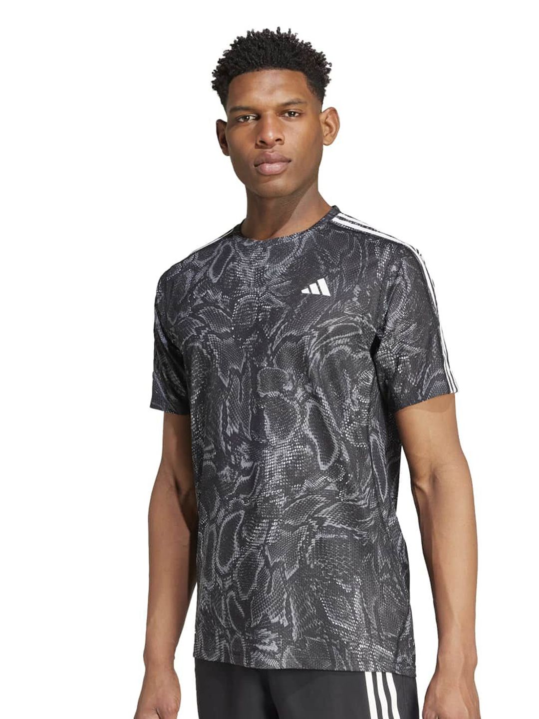 ADIDAS Men Abstract Printed Round Neck Sports T-Shirt