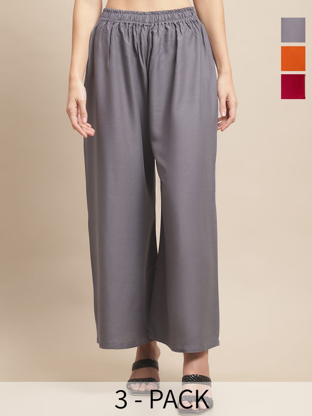 Valles365 by S.C. Women Pack Of 3 Flared Ethnic Palazzos