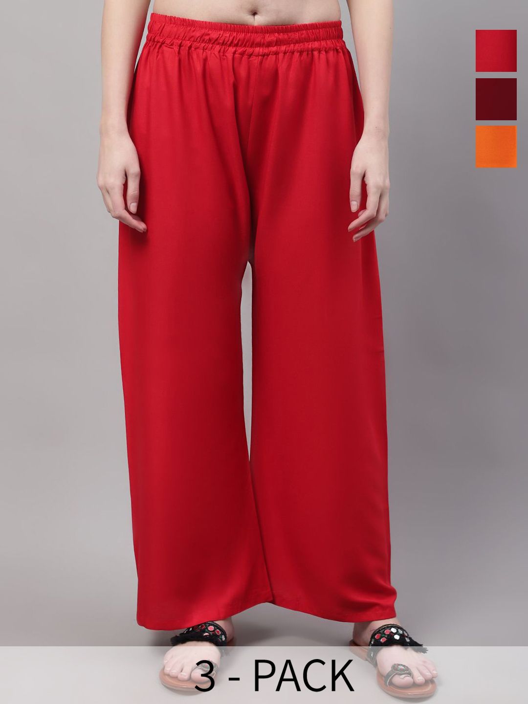 Valles365 by S.C. Women Pack of 3 Flared Palazzos