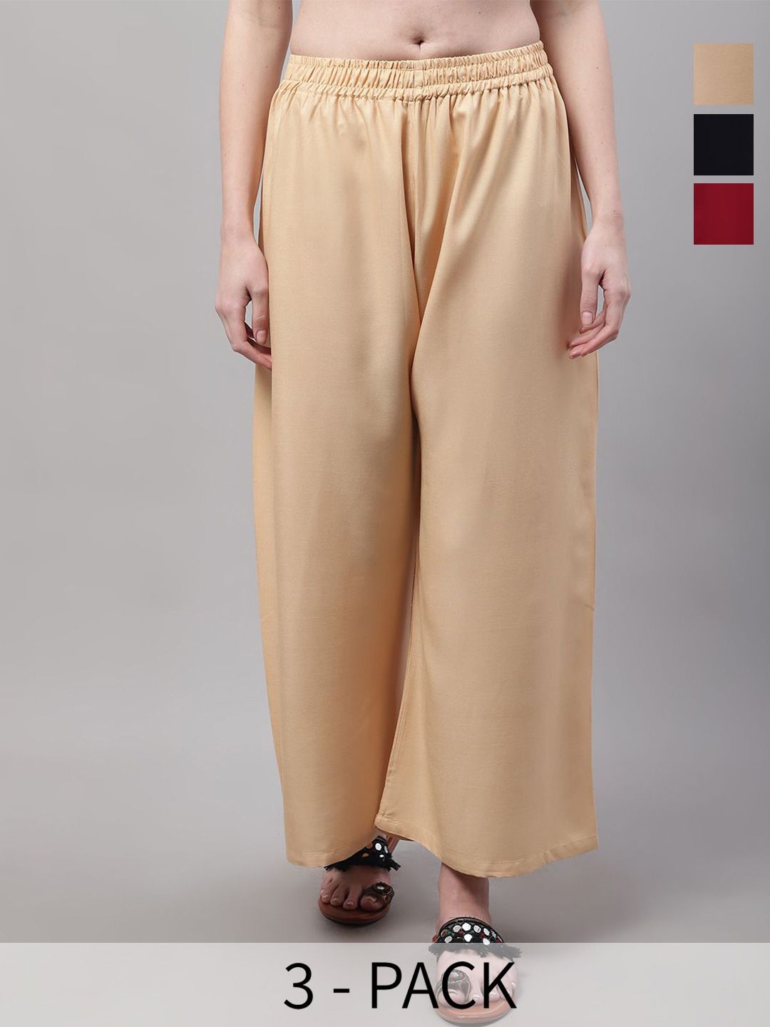 Valles365 by S.C. Women Pack Of 3 Wide Ethnic Palazzos