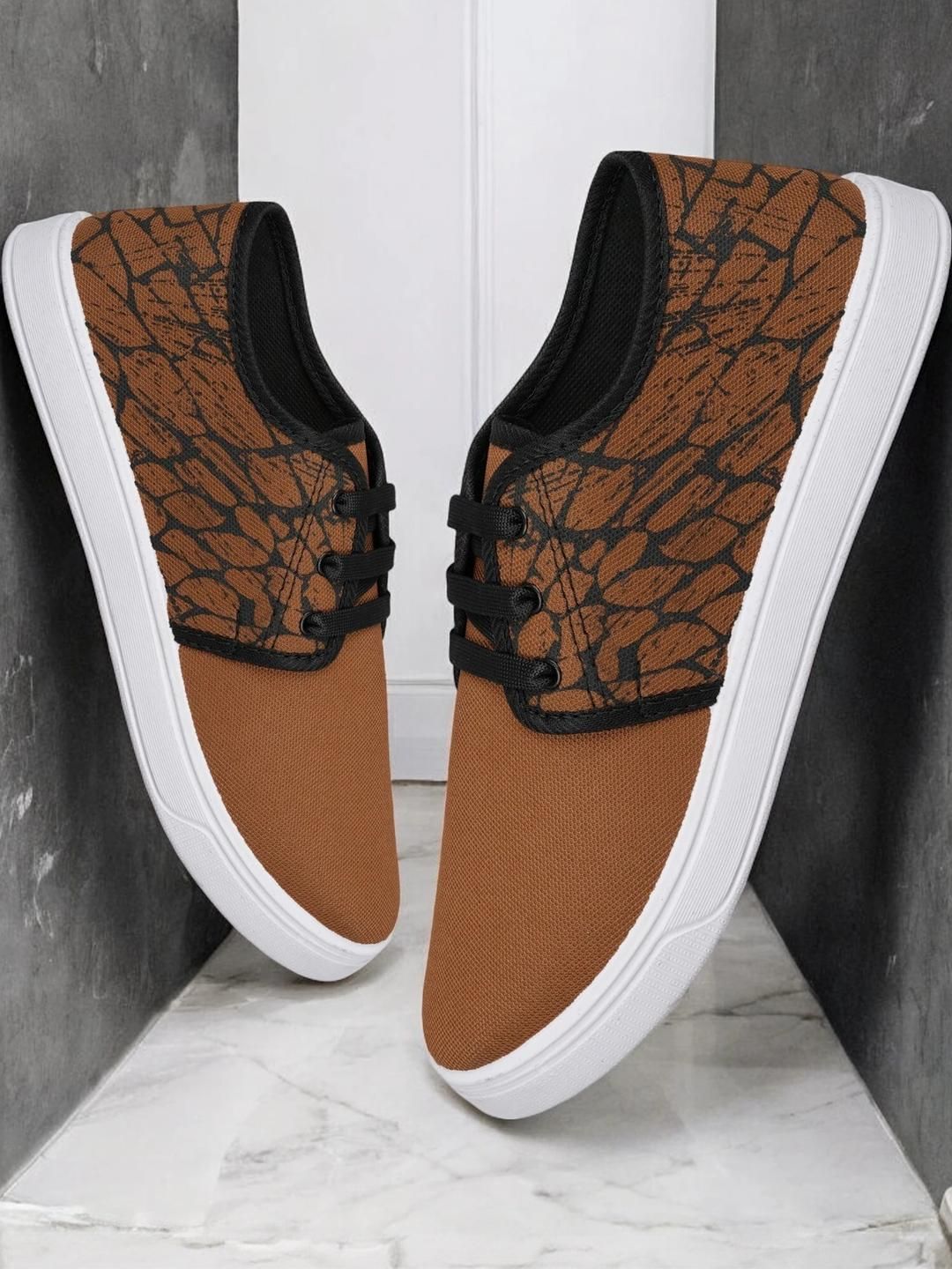 Free Kicks Men Tan Canvas Marking Running Sports Shoes