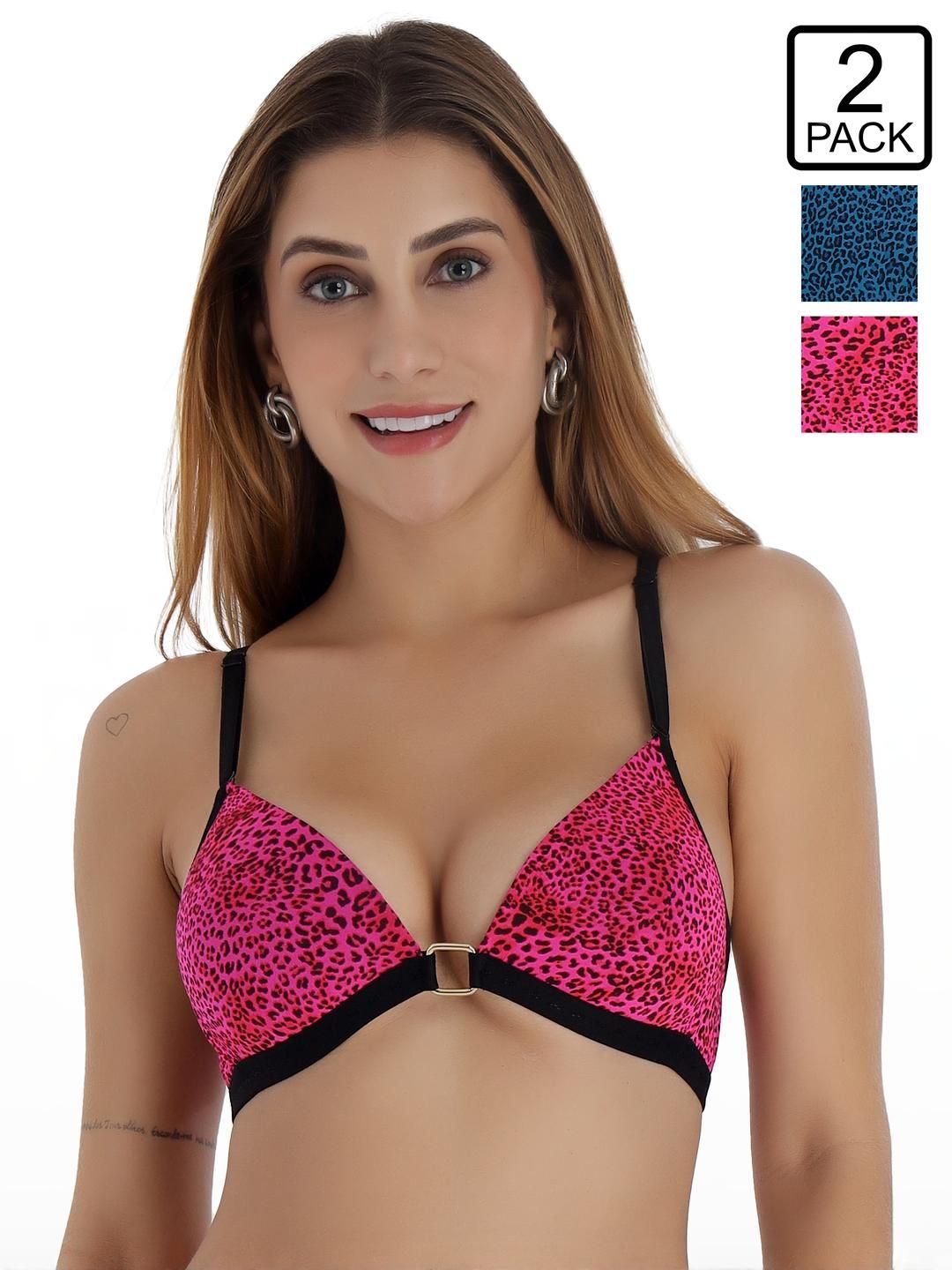 SELFCARE Pink Non-Wired Lycra Plunge Bra