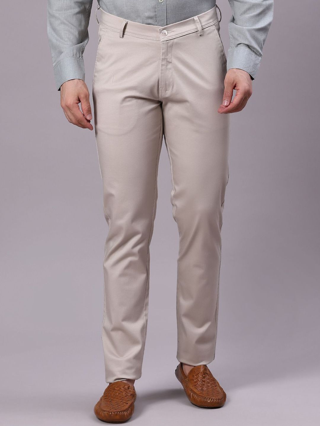V-Mart Men Slim Fit Satin Chinos Trousers