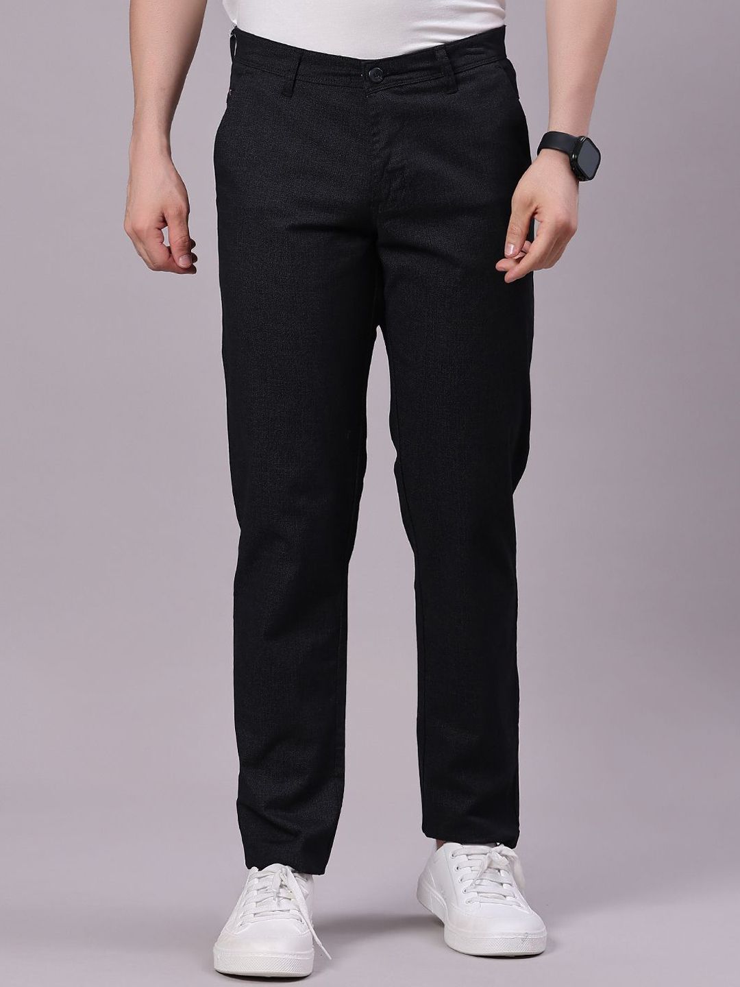 V-Mart Men Textured Regular Fit Regular Trousers
