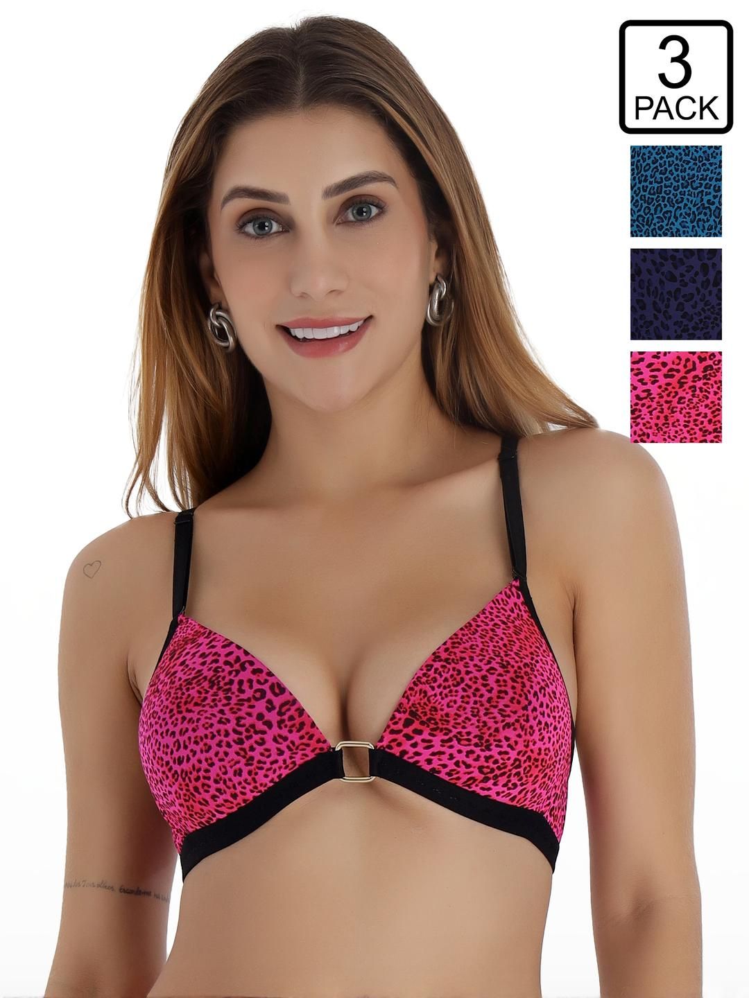 SELFCARE Pink Non-Wired Lycra Plunge Bra