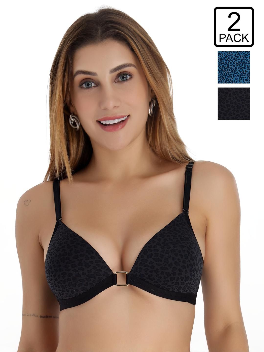 SELFCARE Blue Non-Wired Lycra Plunge Bra