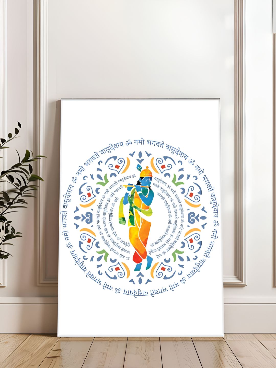 Myntra Elegant Homes Myntra Elegant Homes White & Blue Canvas Religious Wall Arts