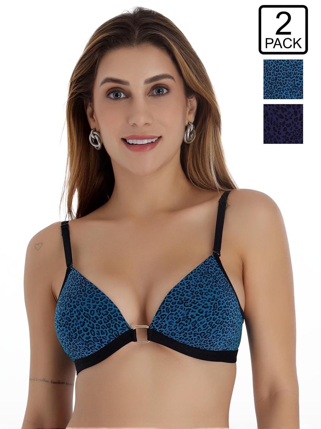 SELFCARE Blue Non-Wired Lycra Plunge Bra