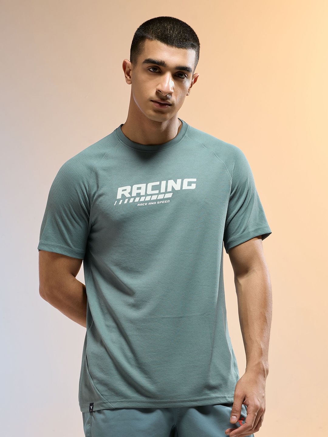 Technosport Typography Printed Round Neck Anti Static Technocool+ Slim Fit T-Shirt