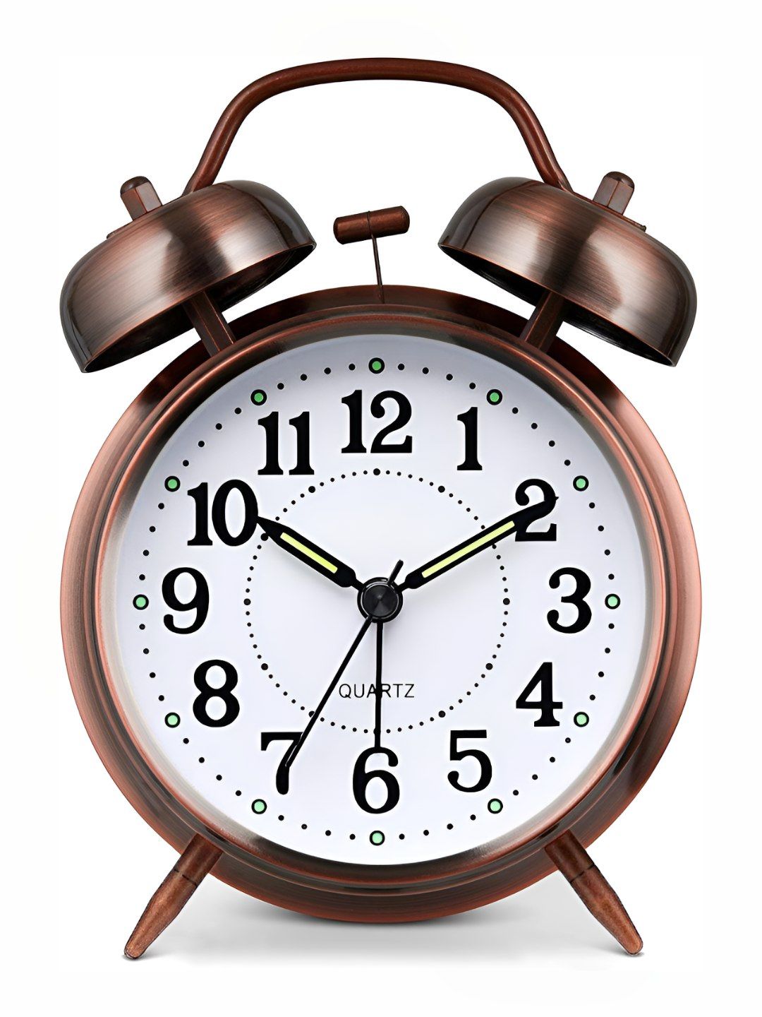 Kadio Copper-Toned & White Round Shaped Analogue Contemporary Alarm Clock