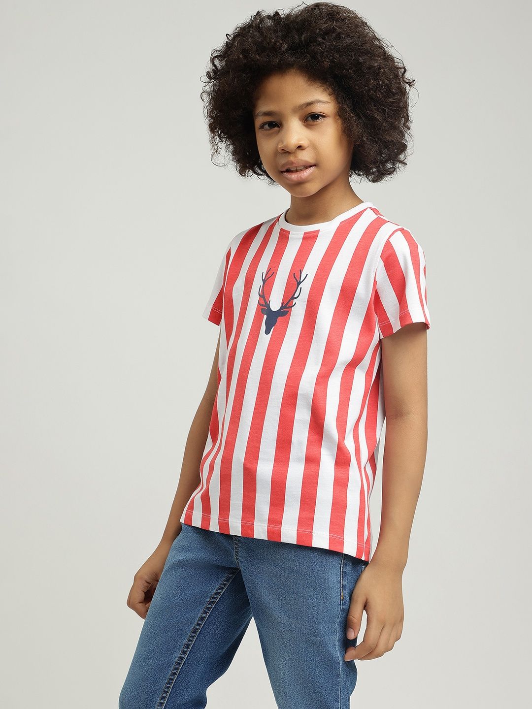 Allen Solly Junior Boys Striped Pure Cotton T-shirt