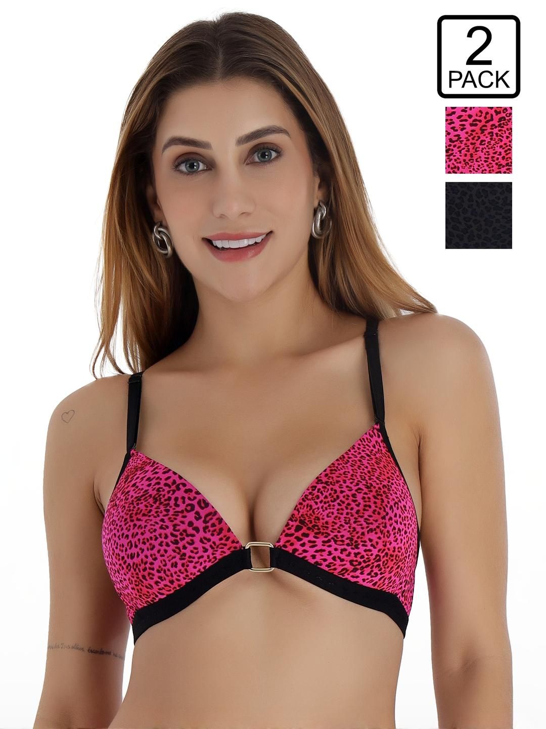 SELFCARE Pink Non-Wired Lycra Plunge Bra