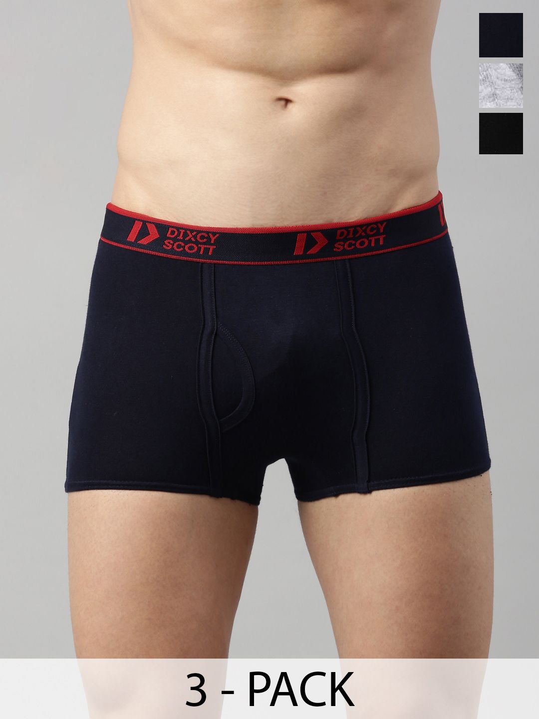 Dixcy Scott Originals Swish Men Pack of 3 Combed Cotton Breathable No Ride Up Grip Trunks