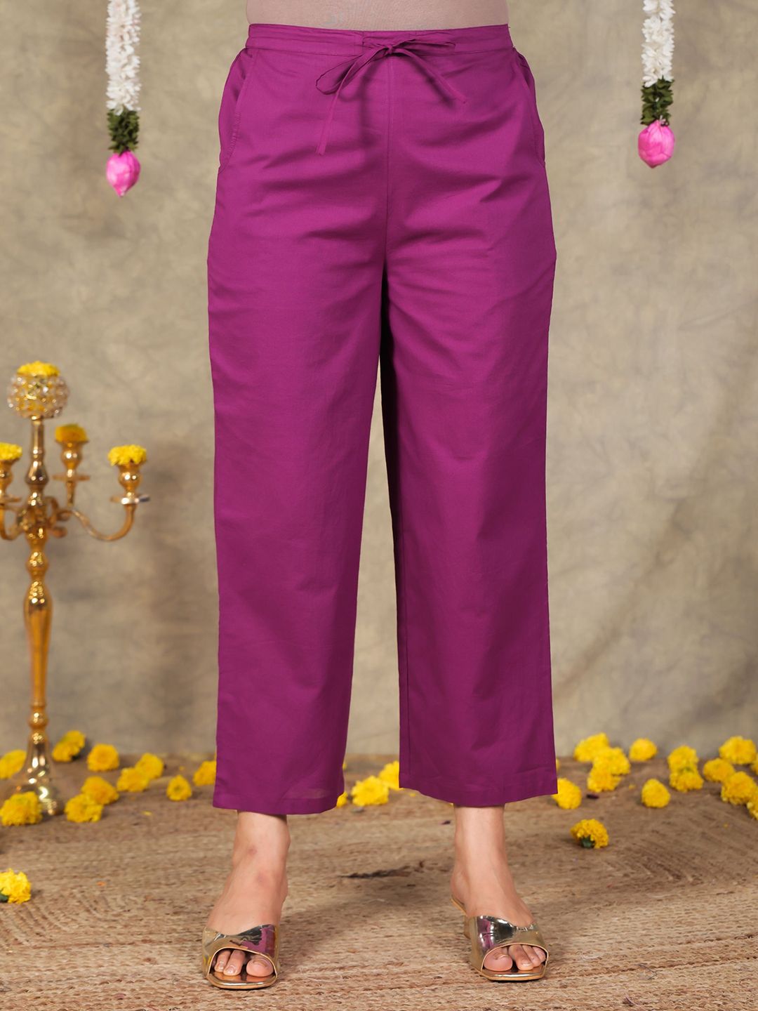 Aramya Women Regular Fit Mid-Rise Cotton Trouser