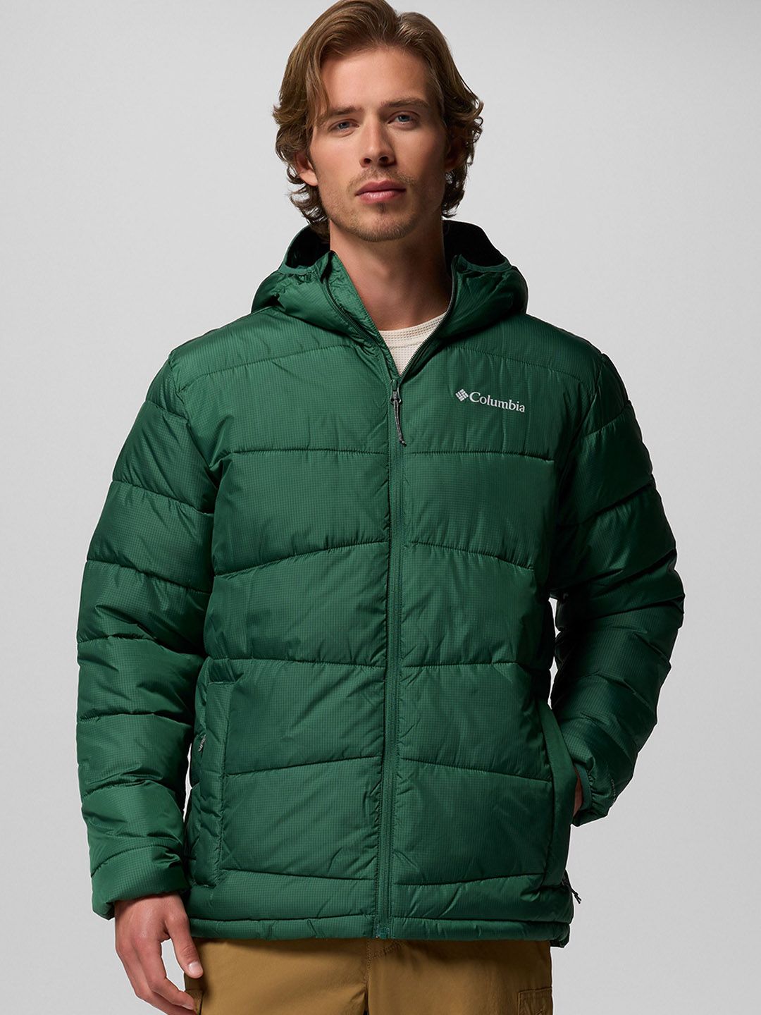Columbia Men Hooded Solid Lightweight Casual Puffer Jacket