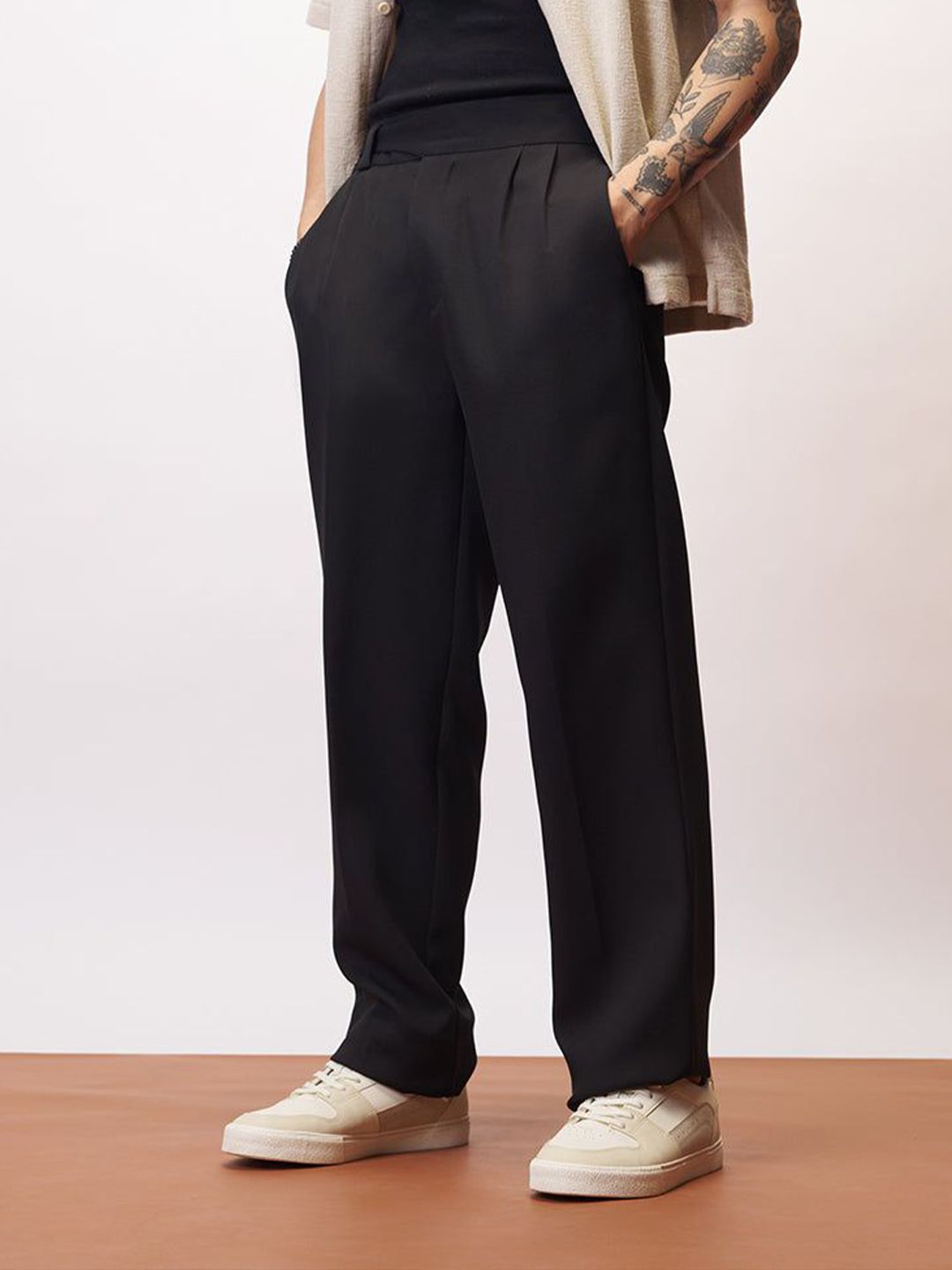 Buy FREAKINS Men Dense Black Gurkha Straight Korean Pants