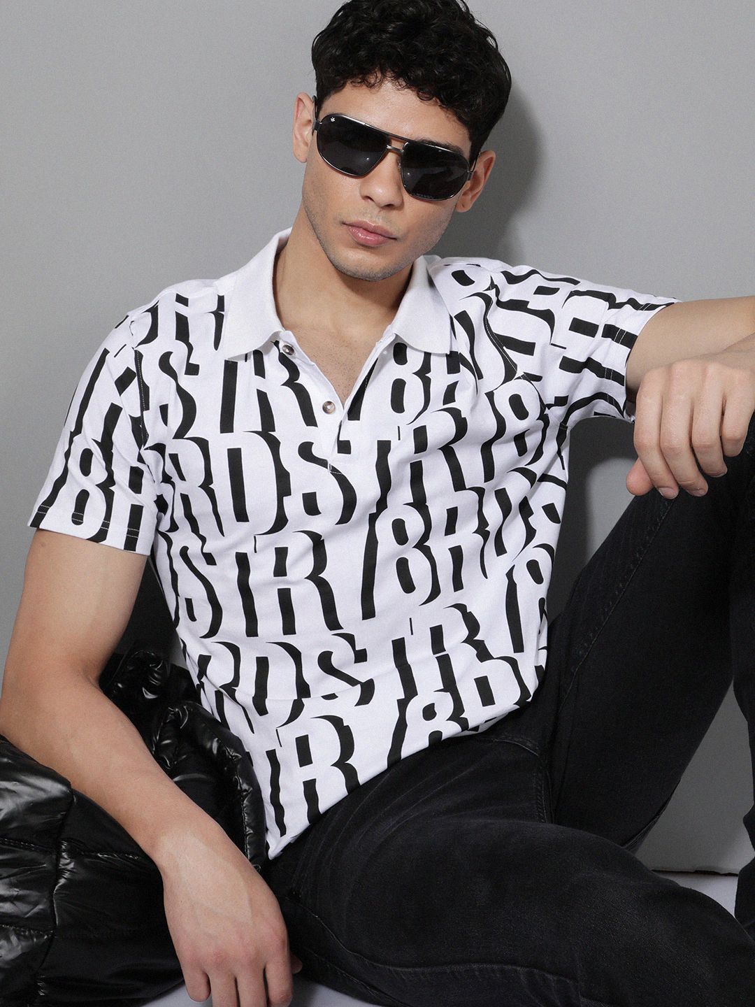 The Roadster Lifestyle Co Typography Printed Polo Collar Pure Cotton T-Shirt