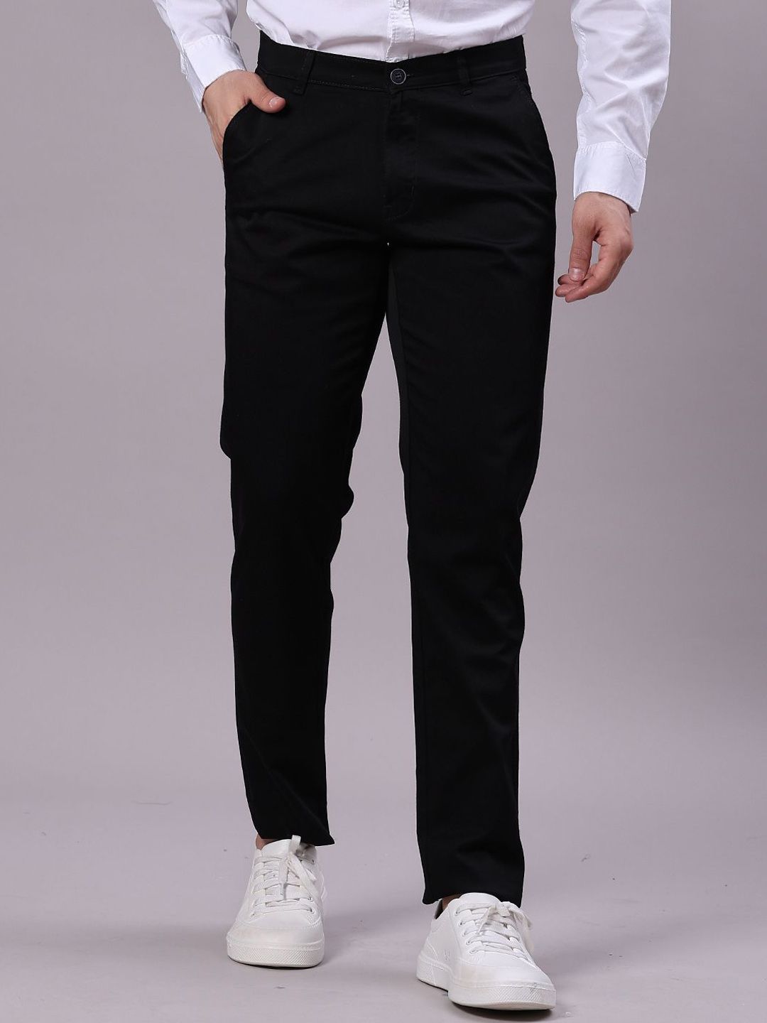 V-Mart Men Slim Fit Mid-Rise Satin Chinos Trousers