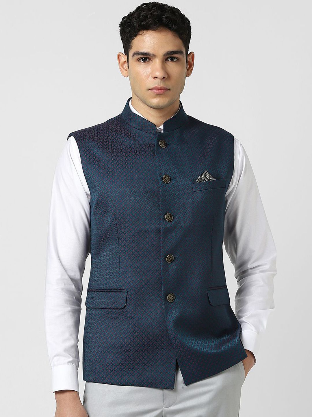 Van Heusen
Textured Mandarin Collar Nehru Jacket