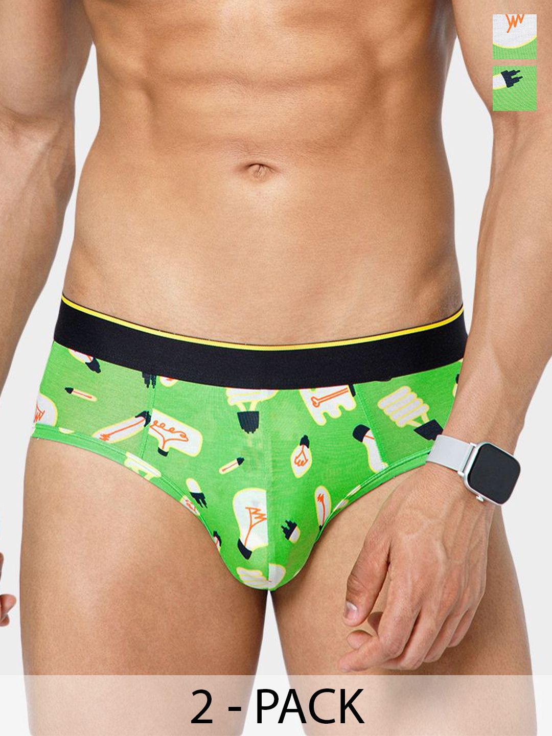 bummer Pack Of 2 Printed Low-Rise Basic Briefs  BRCACA02L