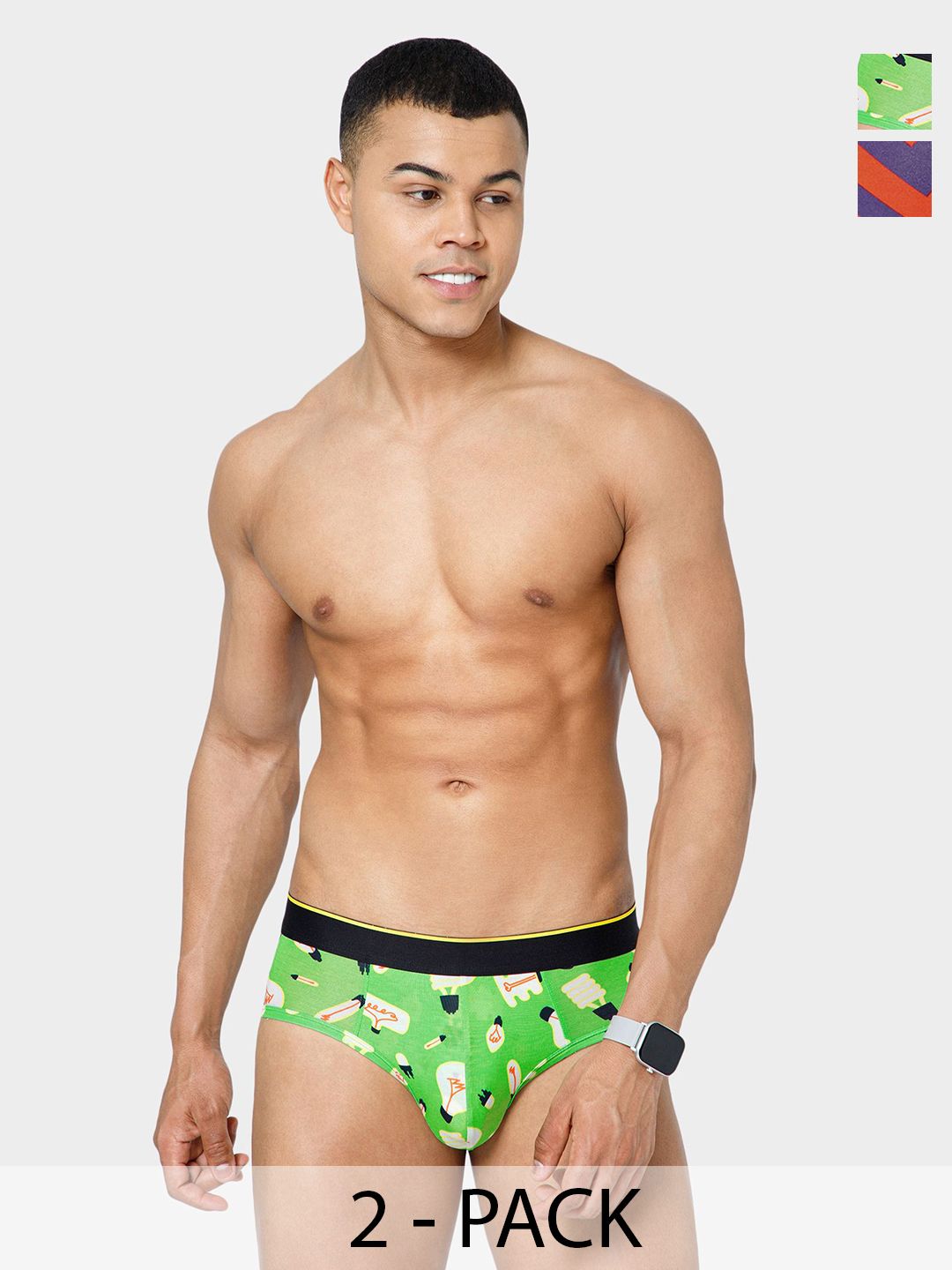 bummer Pack Of 2 Printed Basic Briefs BRCACH02S