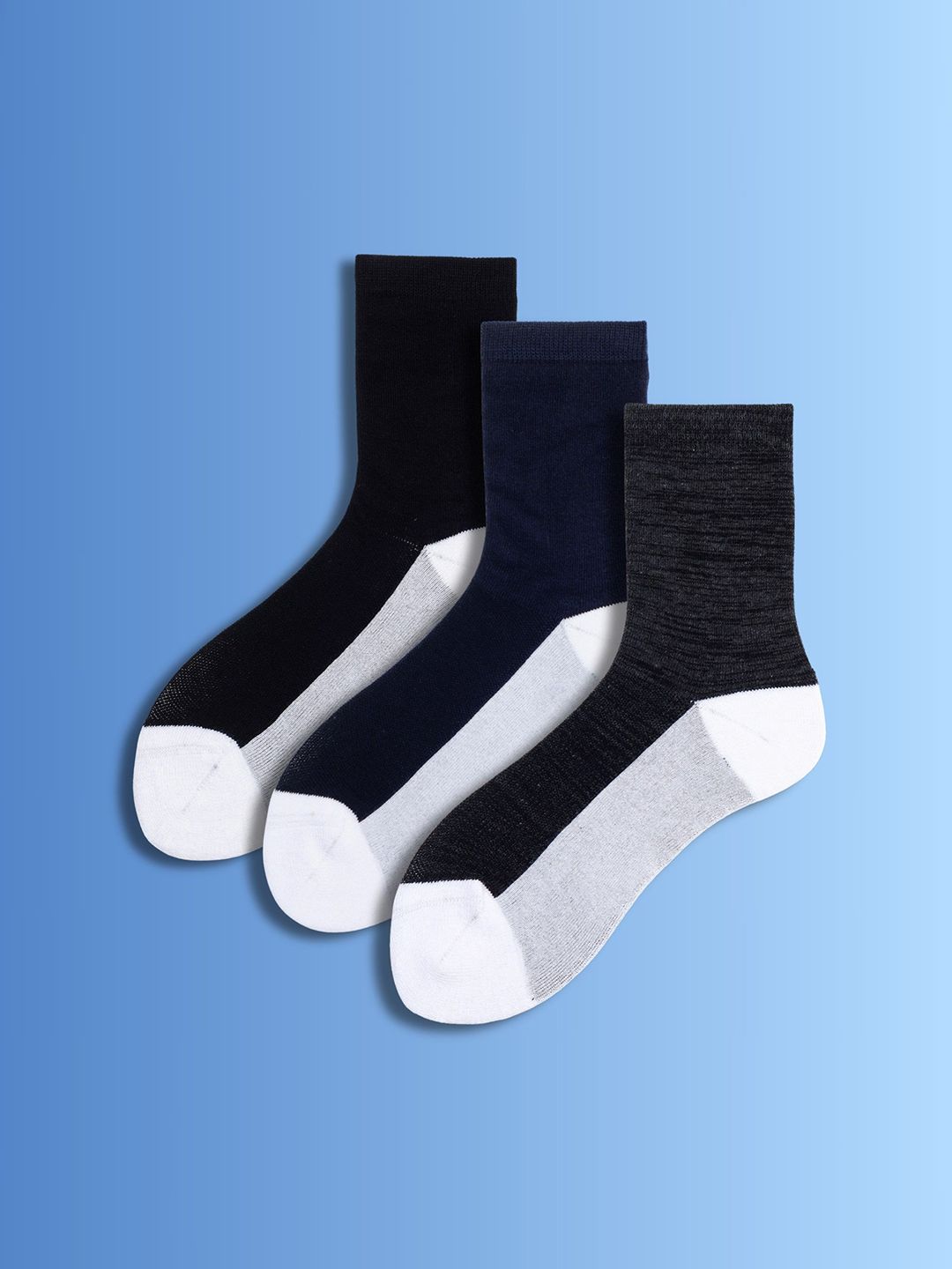 Soxytoes Unisex Pack of 3 Solid Cotton Diabetic Care Mid-Calf Socks CareWalk Basics