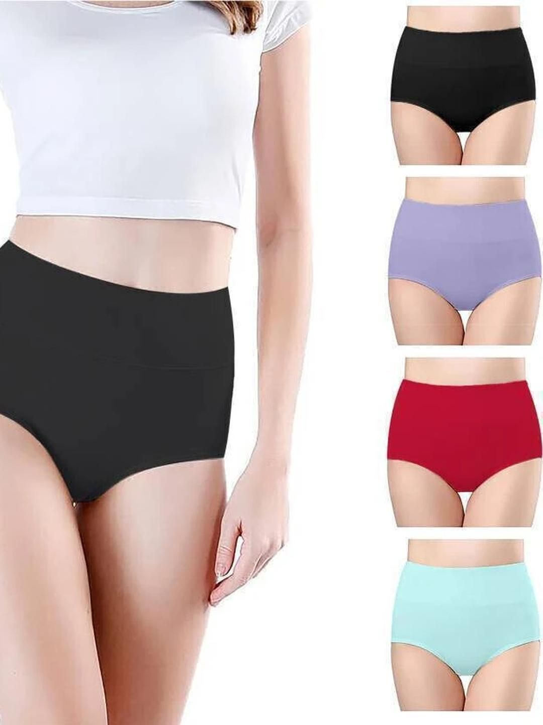 ORLIZEA Pack of 4 Women High-Rise Cotton Blend Hipster Briefs