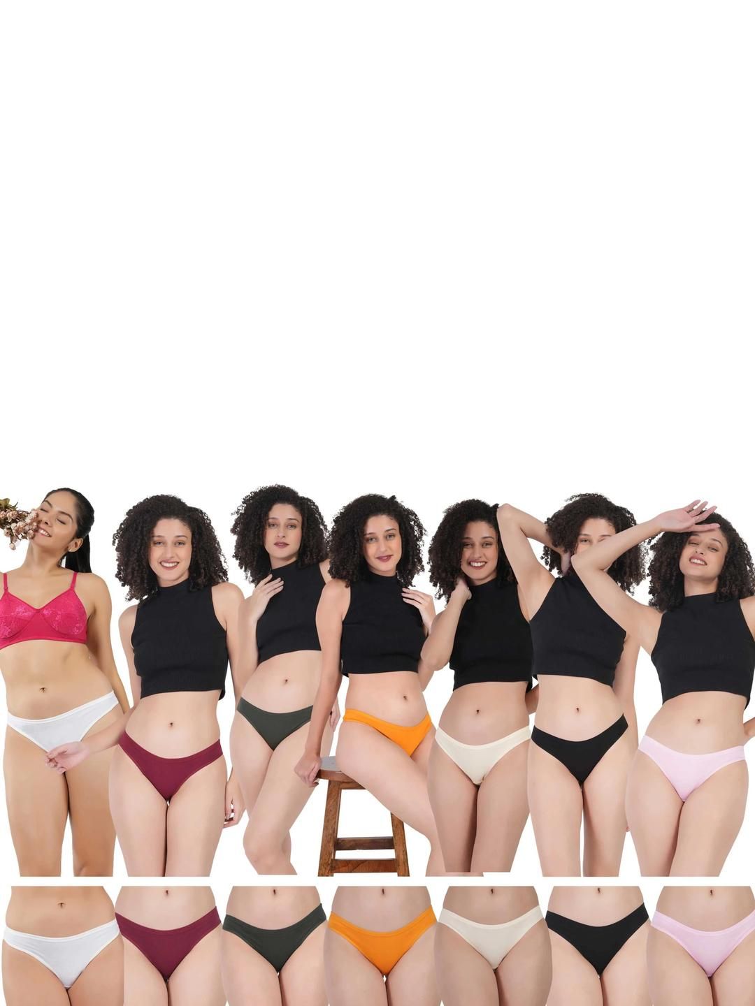 ORLIZEA Pack of 7 Women Low-Rise Cotton Blend Thongs