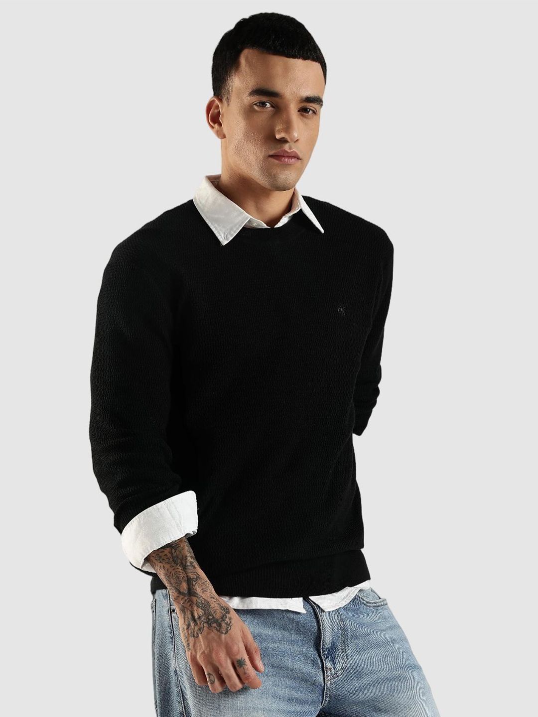 Calvin Klein Jeans Calvin Klein Jeans Men Textured Round Neck Pullover