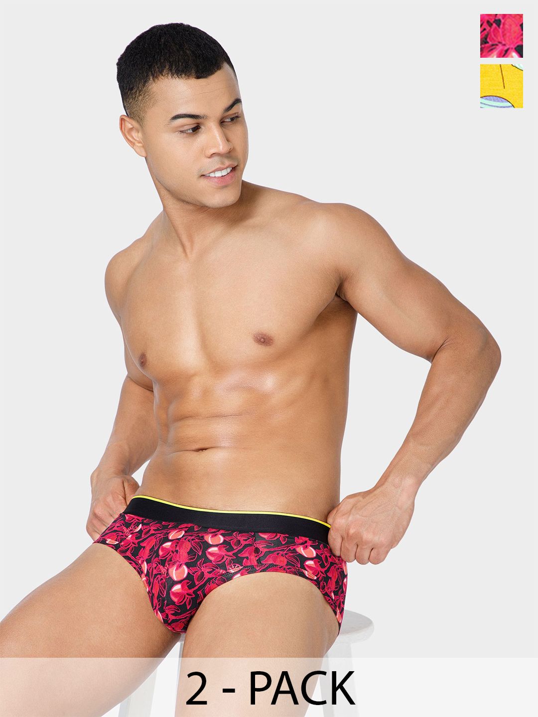 bummer Pack Of 2 Printed Low-Rise Basic Briefs BRGTSPU02S