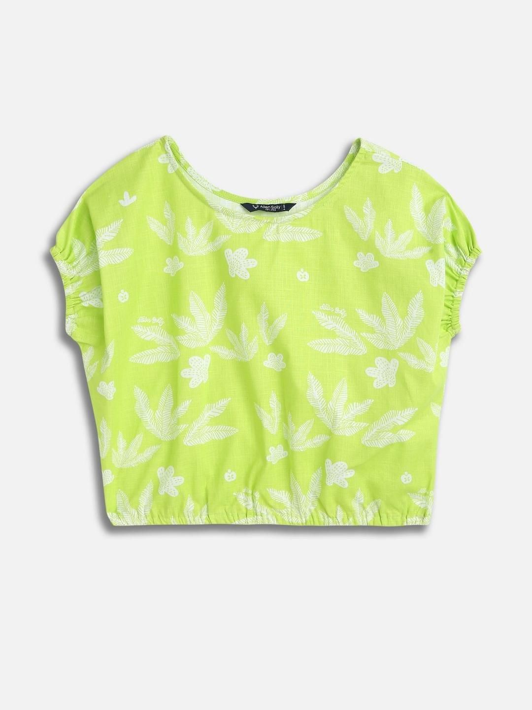 Allen Solly Junior Girls Tropical Print Extended Sleeves Cotton Top