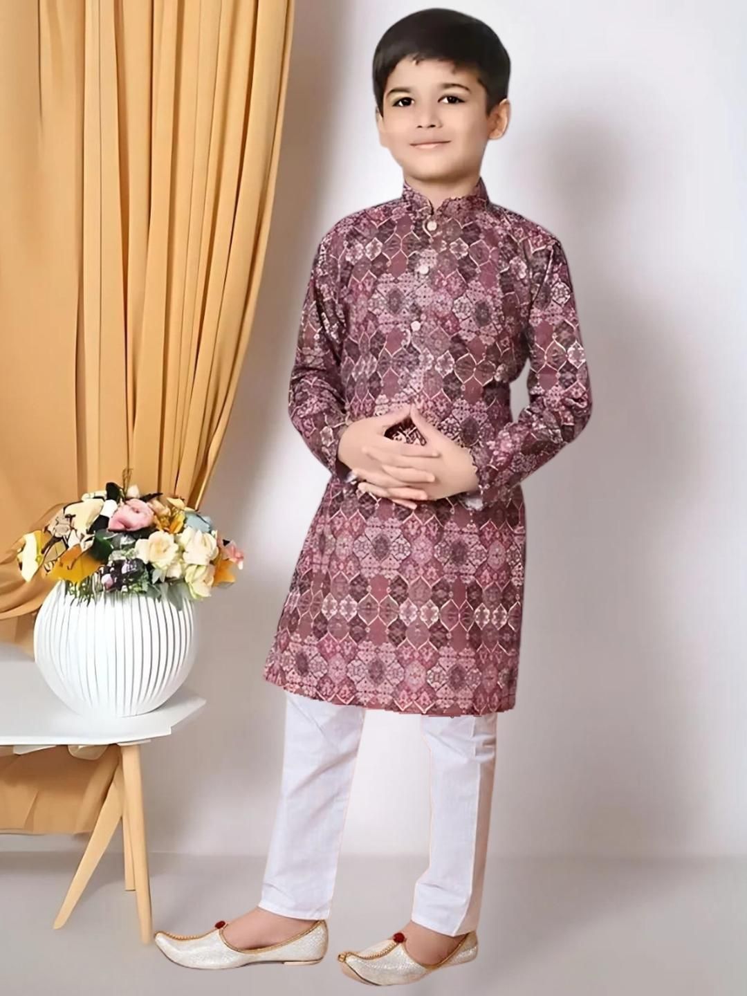 DIGI FASHION Boys Pink Long Kurta Set