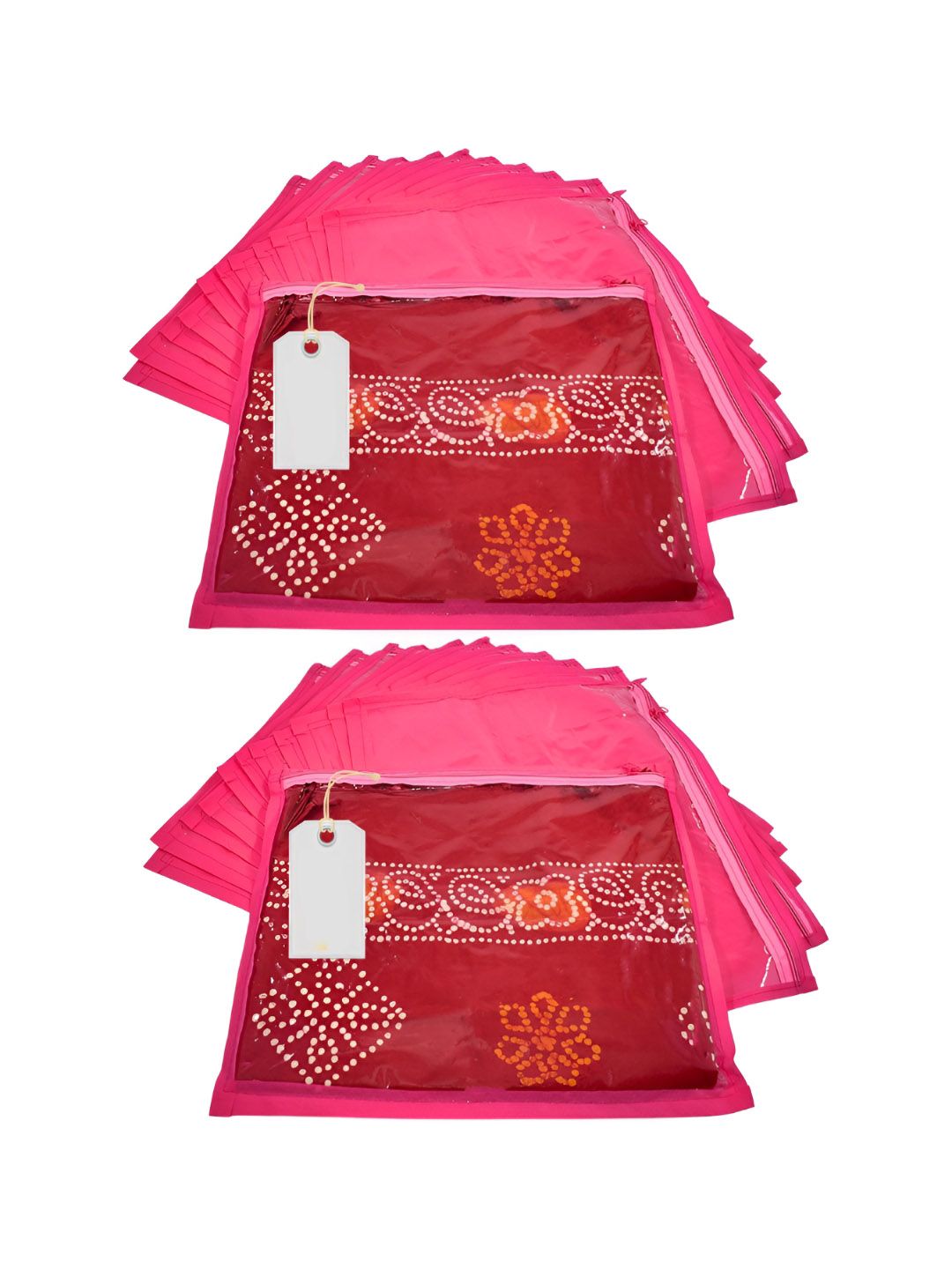 Ajabh Pink 24 Pieces Regular Multi-Utility Garment Cover Bag Organisers