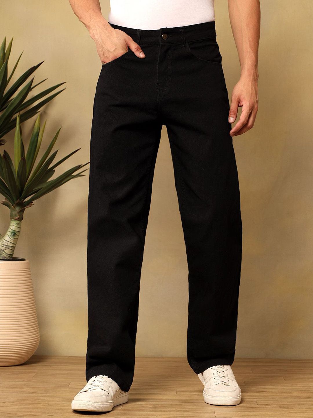 Stylecast X Kotty Men Straight Fit Mid-Rise Cotton Stretchable Jeans