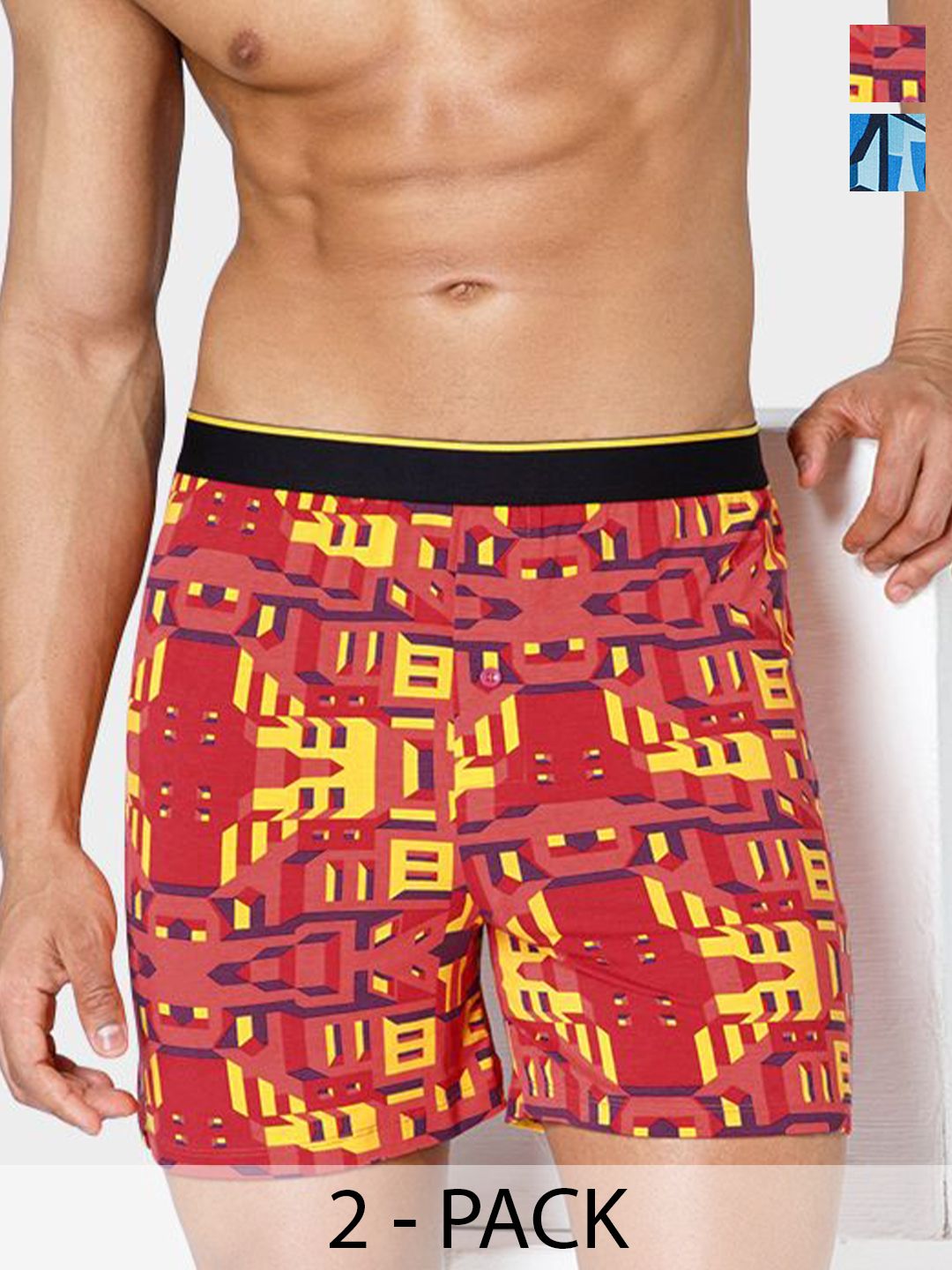bummer Pack Of 2 Printed Mid-Rise Boxers BOBRICE02L