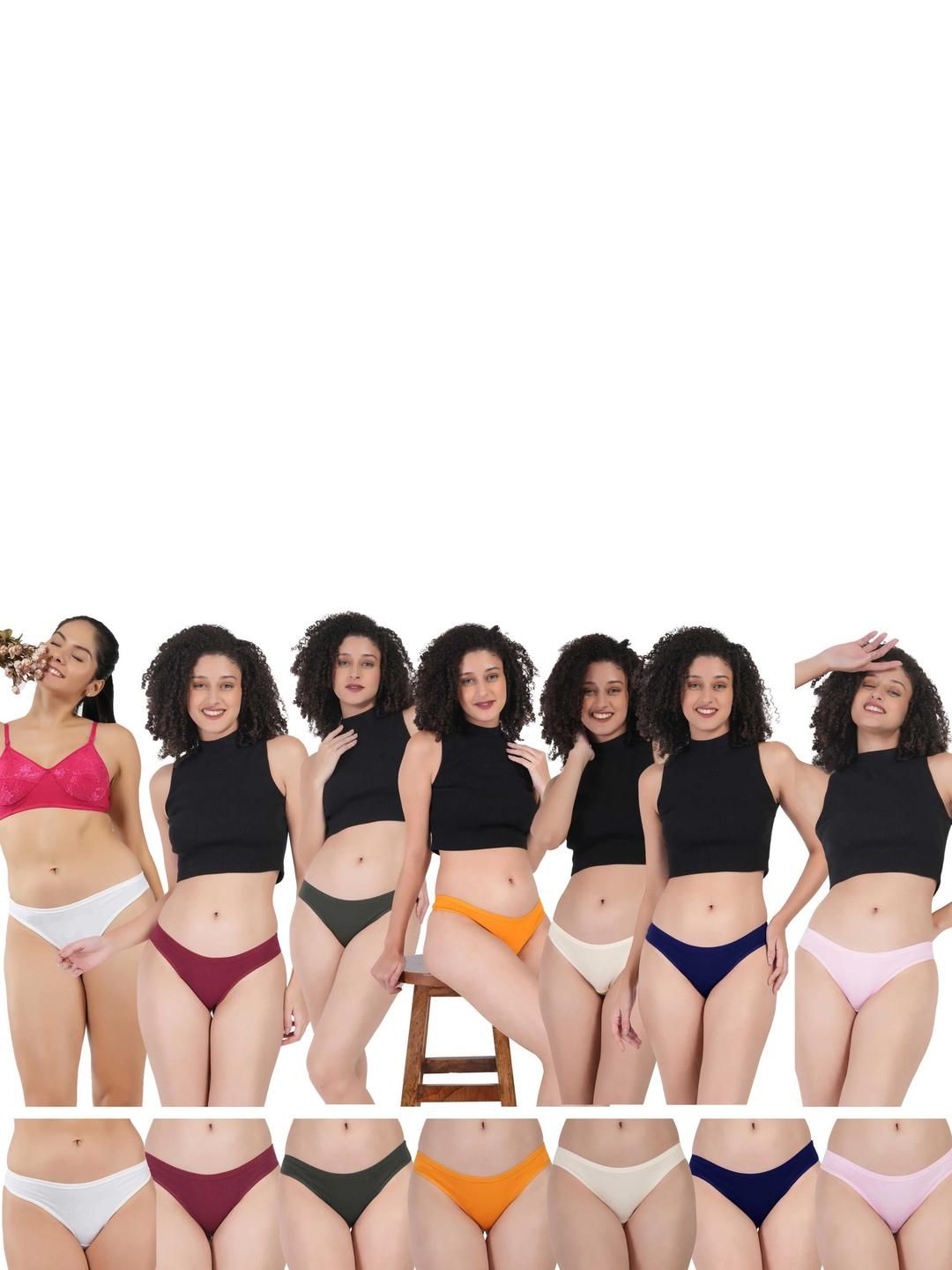 ORLIZEA Pack of 7 Women Low-Rise Cotton Blend Thongs