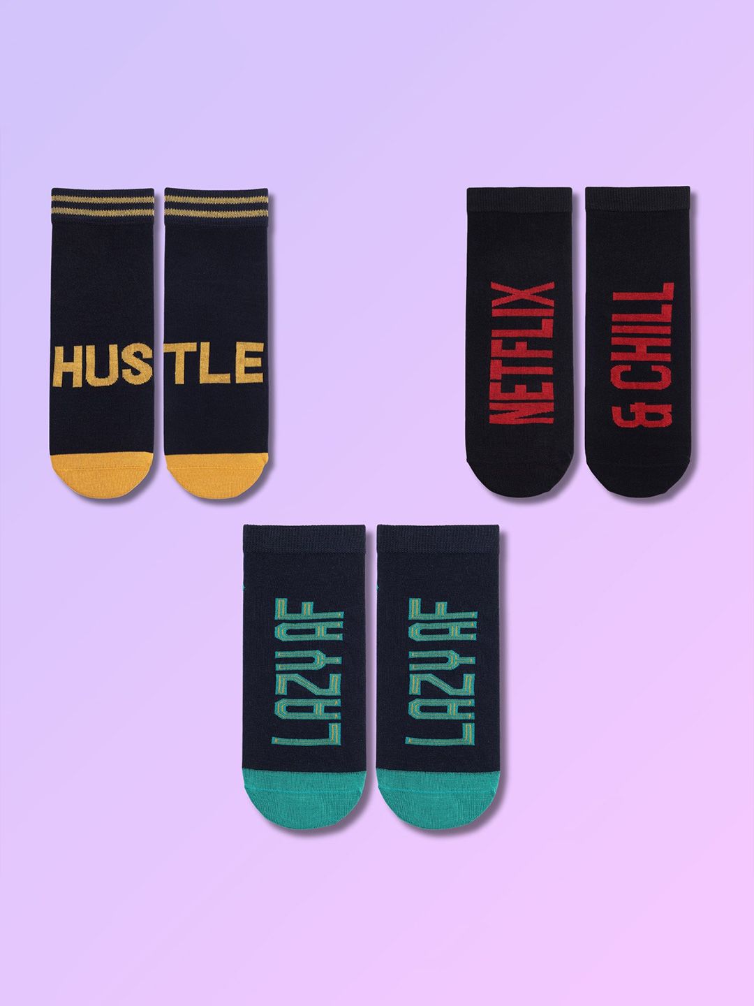 Soxytoes Unisex Pack Of 3 Printed Pure Cotton Calf-Length Socks
