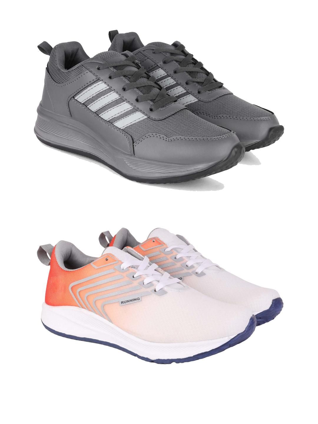 DRACKFOOT Set Of 2 Men Non-Marking Running Sports Shoes