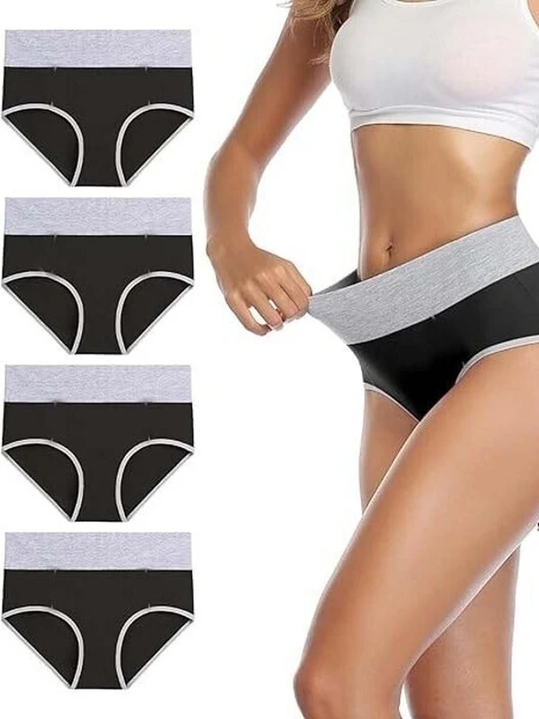 ORLIZEA Pack of 4 Women High-Rise Cotton Blend Hipster Briefs