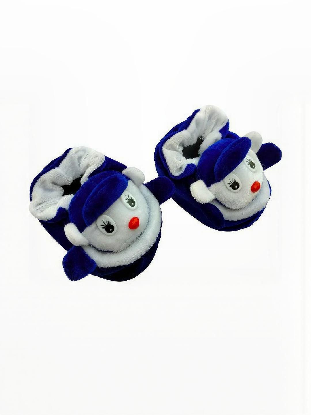 LMN CHILD CARE Unisex Kids Blue & White Cotton Booties